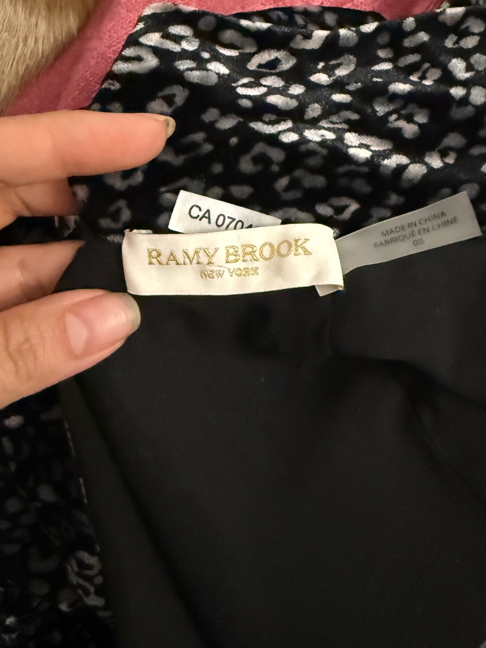 Ramy Brook Black and Silver Leopard Ruched Midi Dress - Picture 5 of 5